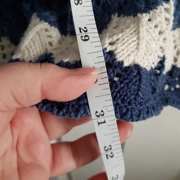 Crochet Blue & White Zig Zag Pattern Sweater - Picture 6 of 8